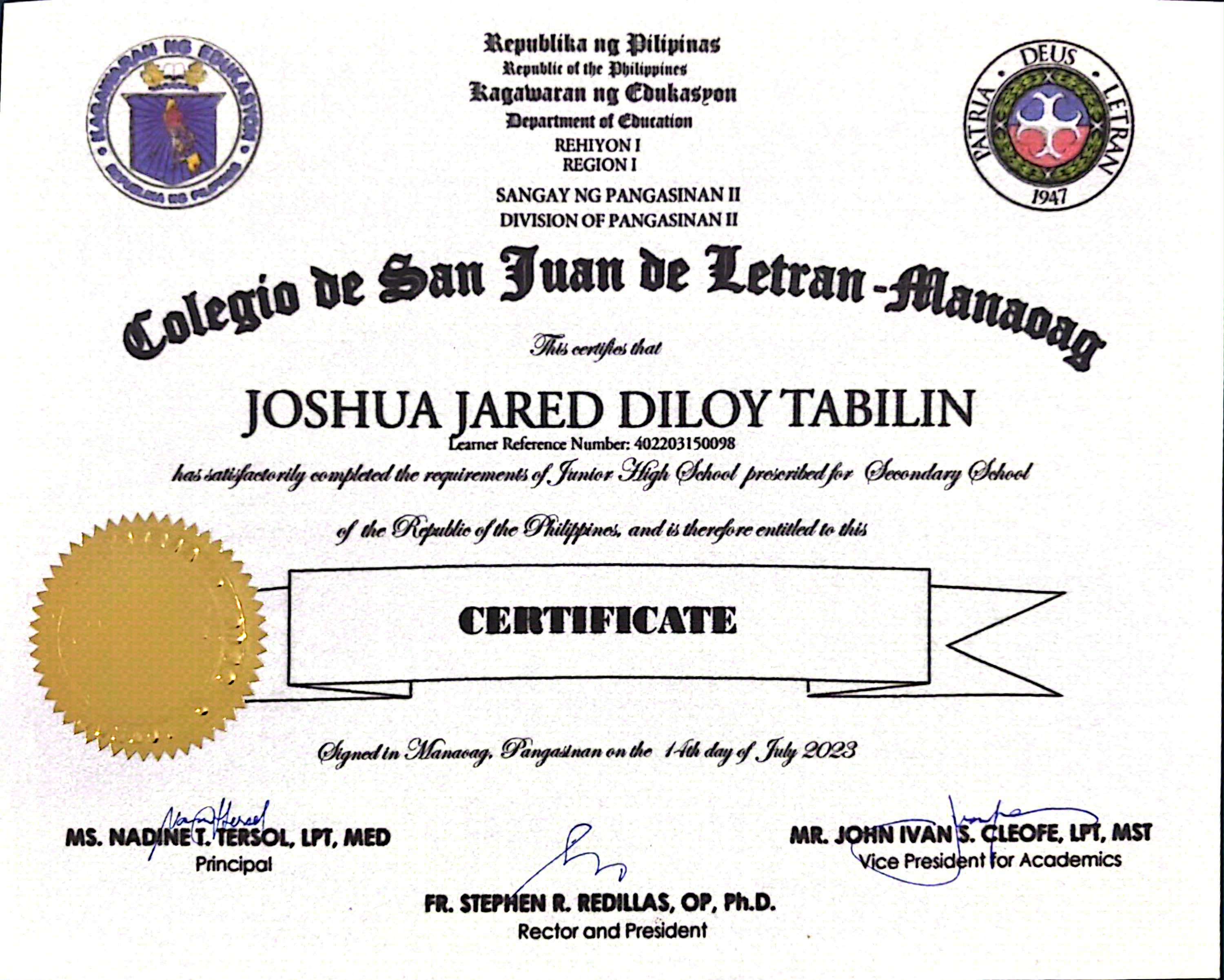 Certificate